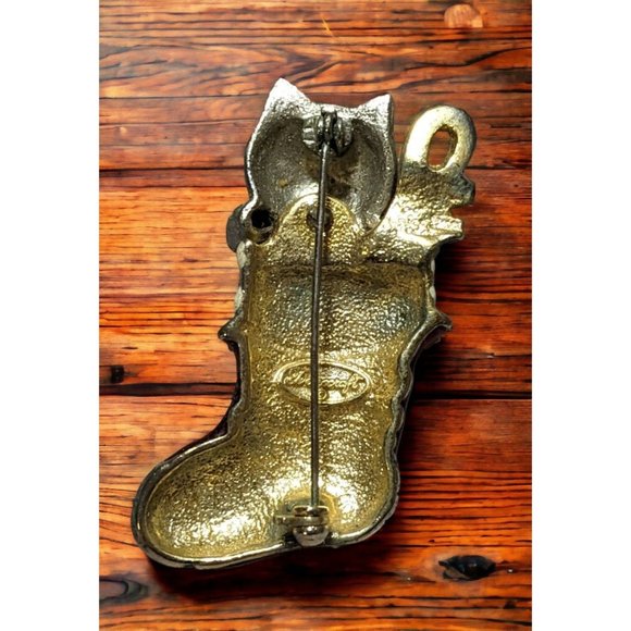 Vintage Danecraft Cat In Stocking Brooch - Picture 8 of 12